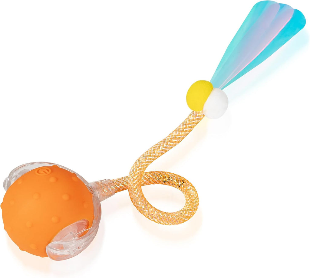 Interactive Cat Toys Ball for Indoor Cats, Automatic Moving Ball Toy with Elastic Mesh Tail, Chirping & Obstacle Avoidance and Motion Activated, GreenRechargeable - Image 9