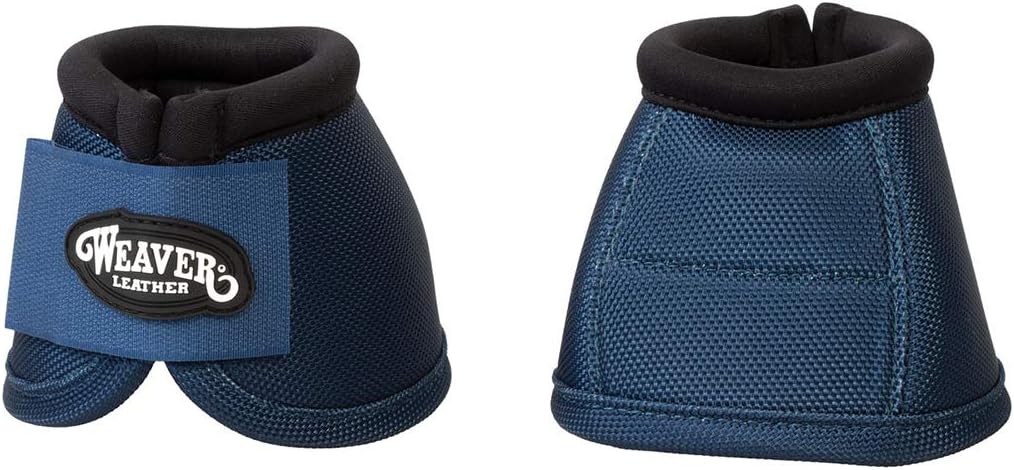 Weaver Equine large size black overreach boots designed for professional hoof protection.