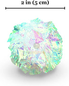 Value pack of twelve silver SunGrow crinkle balls for pet play.