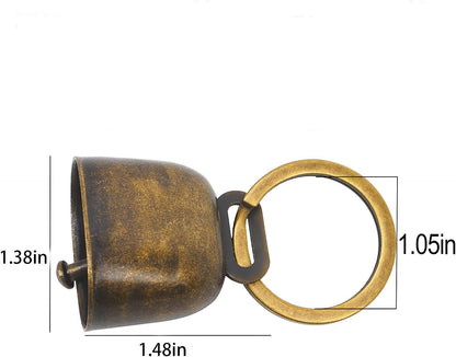 Bouclel two pack antique bronze training bells showing the secure buckle clasp ring