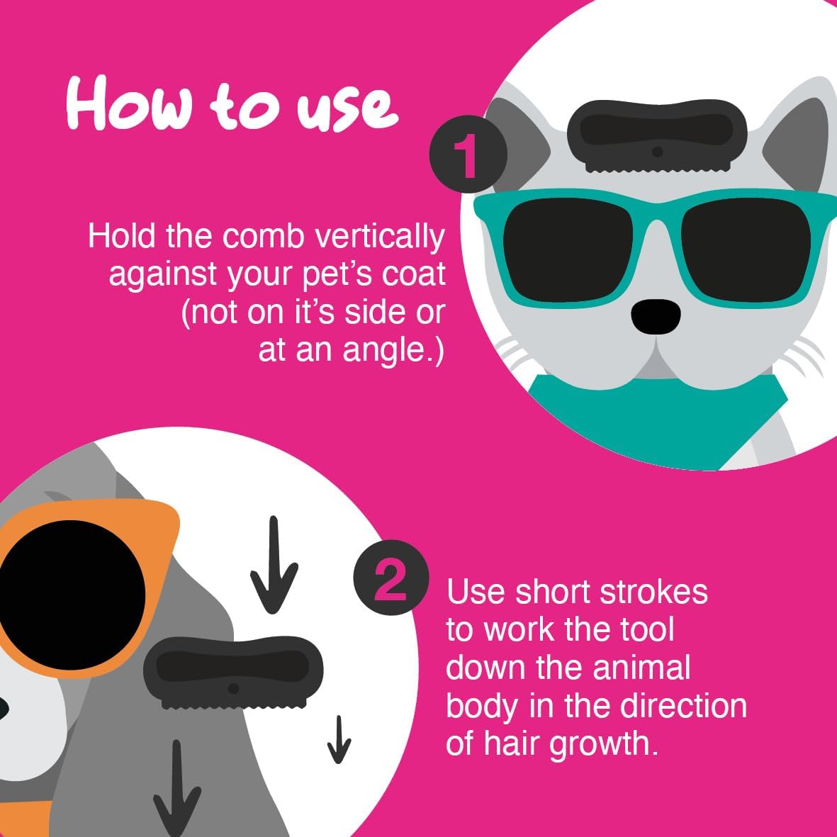 Groomi multi animal grooming tool being used gently on a dog coat