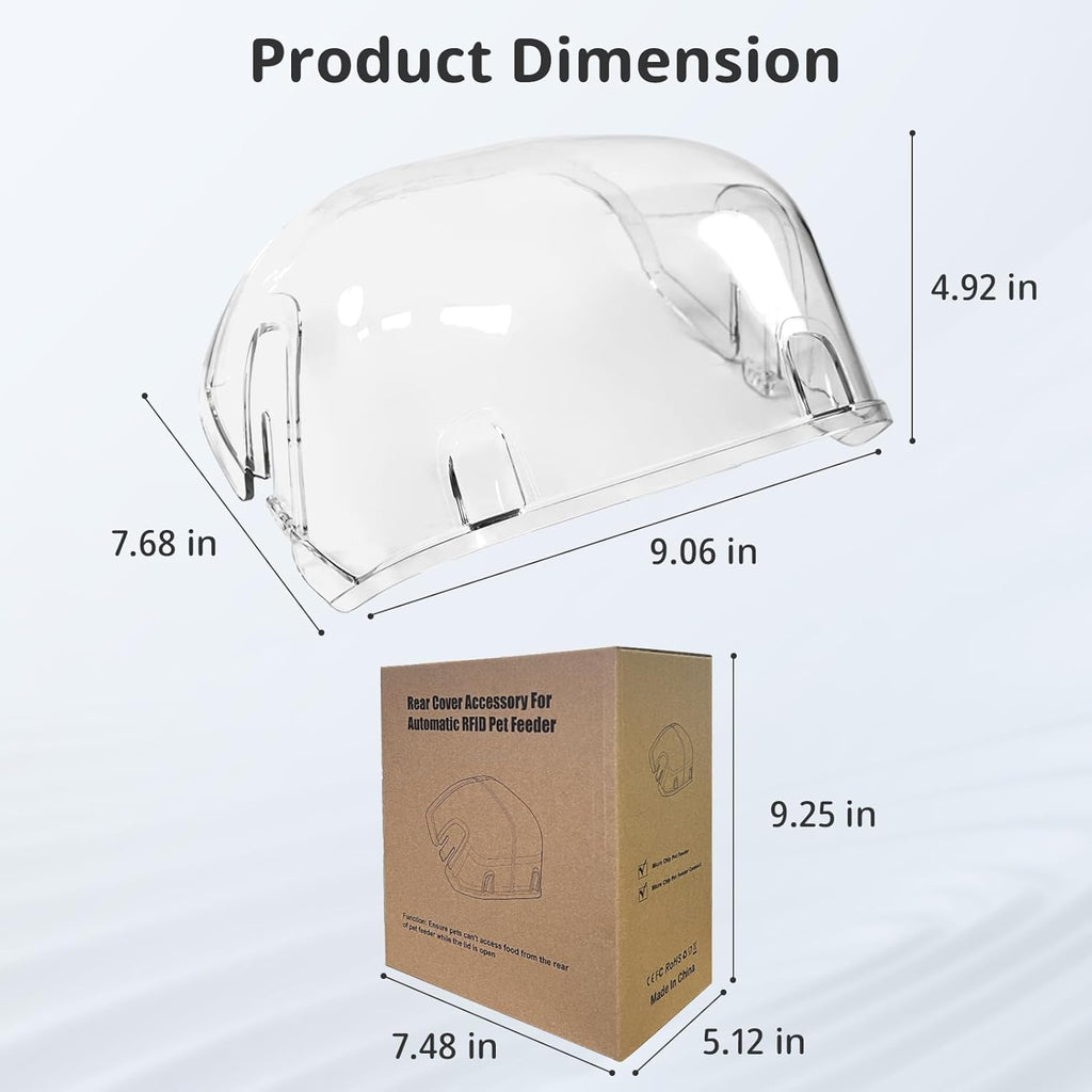 Premium clear polypropylene pet feeder rear enclosure for clean feeding areas.