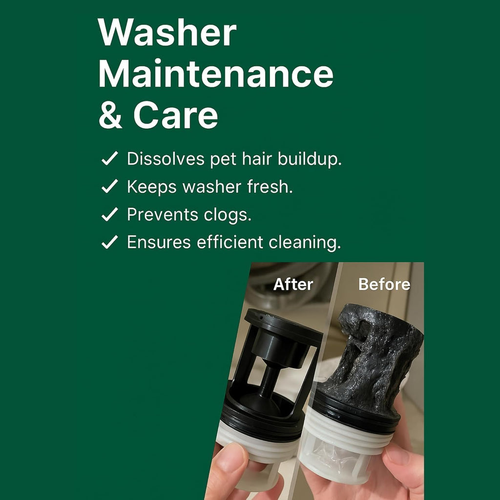 Seedshub pet hair dissolver showing 96.7 percent efficiency label