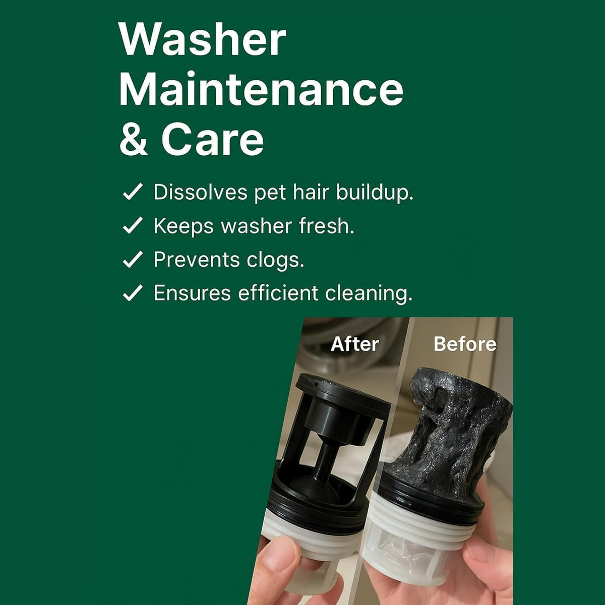 Seedshub pet hair dissolver showing 96.7 percent efficiency label