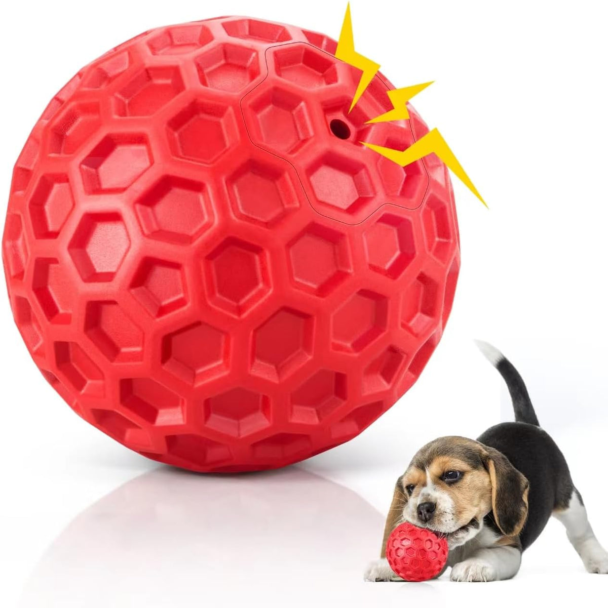 DISSKNIC Indestructible Squeaky Dog Ball, Relieves Anxiety, Cleans Teeth, Interactive Chew Toy for Aggressive Chewers, Dog Toy for Large Breeds, Outdoor Waterproof - Image 11