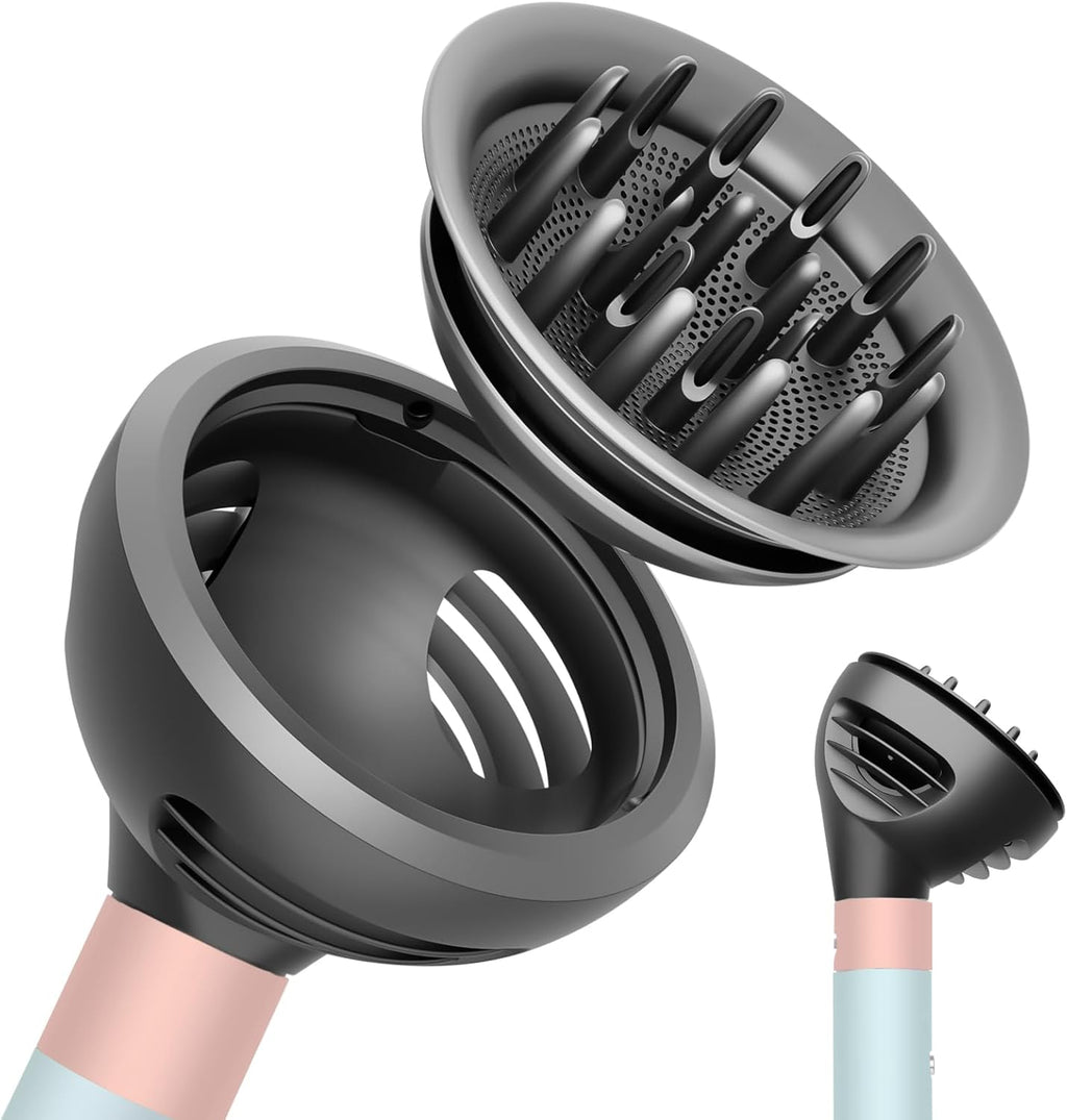 ZEPHBLOW wave curl diffuser attachment front view showcasing the grey dome design.