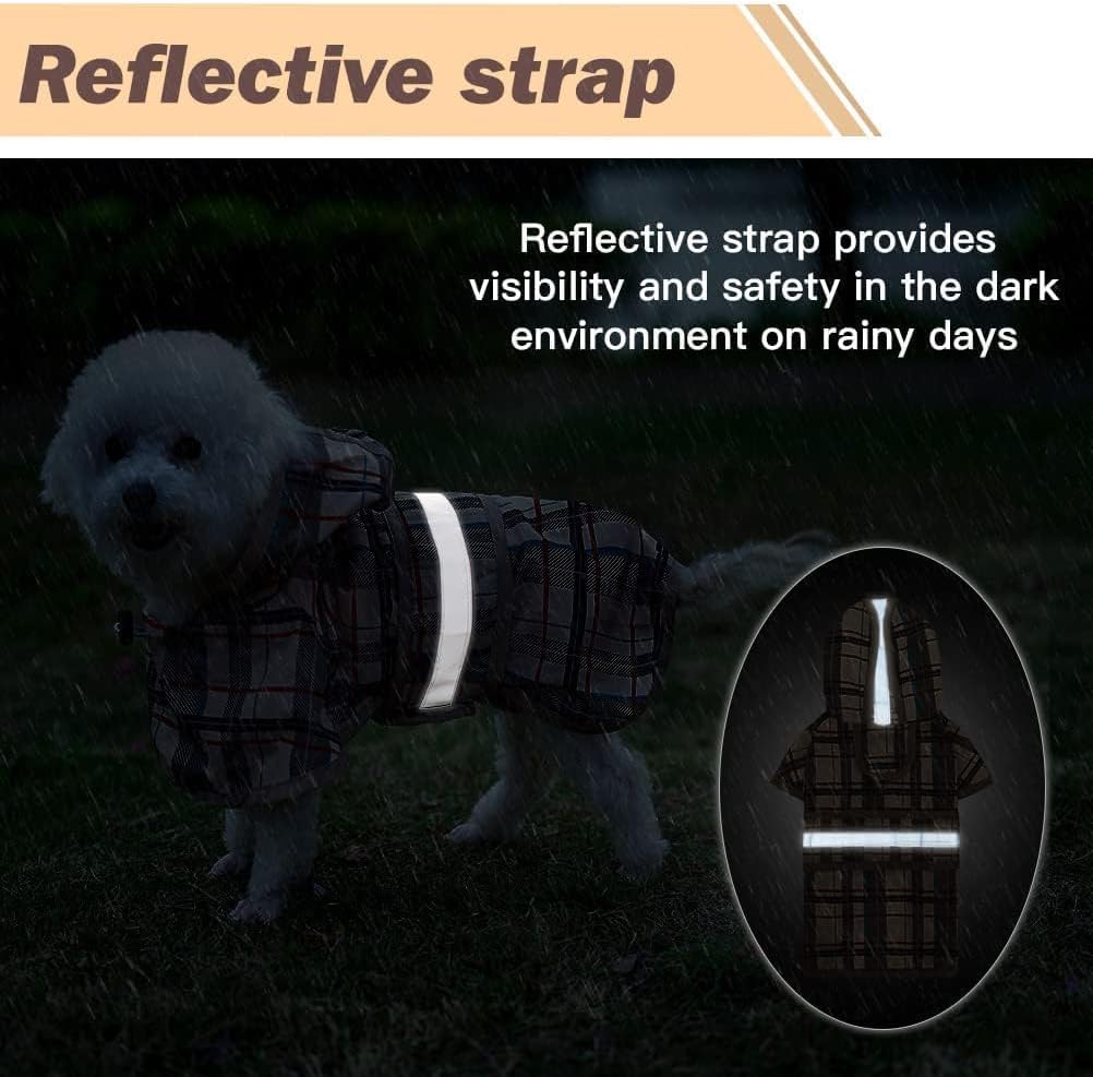 Premium imported dog poncho showing built-in leash hole on back