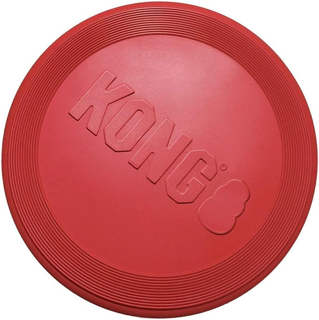 Close up of Kong logo on large red rubber flyer