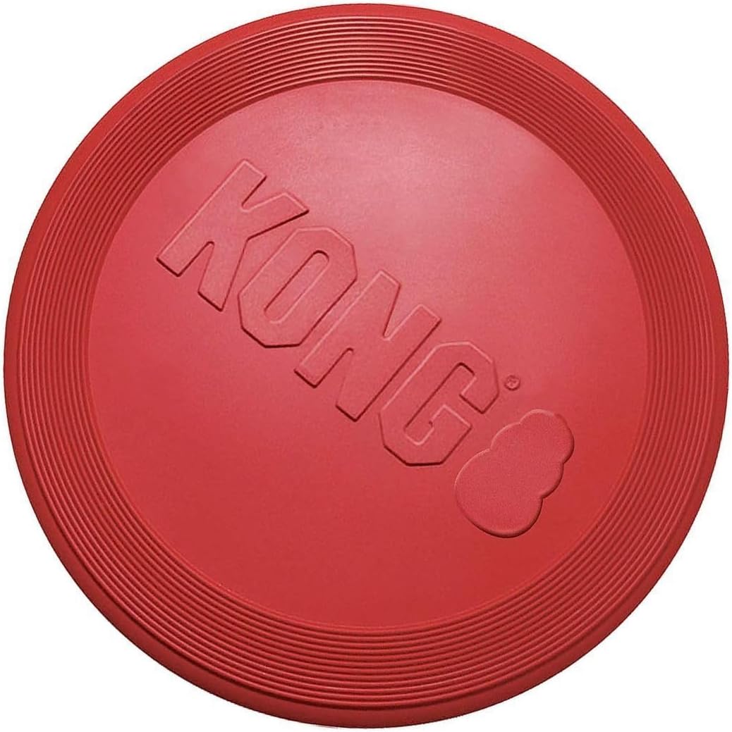 Close up of Kong logo on large red rubber flyer