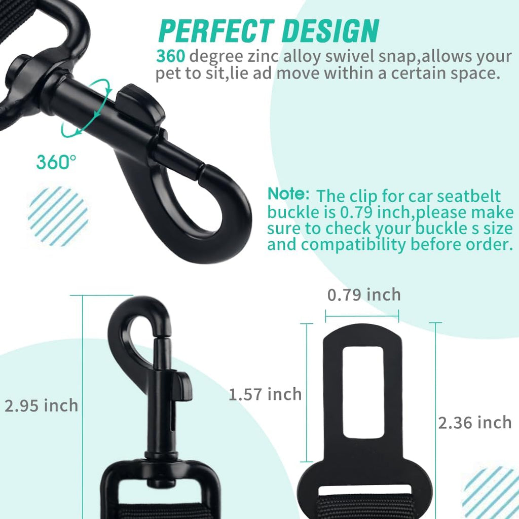 Adjustable nylon dog seat belt for vehicle safety