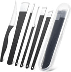 Cakvank 6 Piece Pedicure Knife Set front view showing premium black non slip handles in a storage box