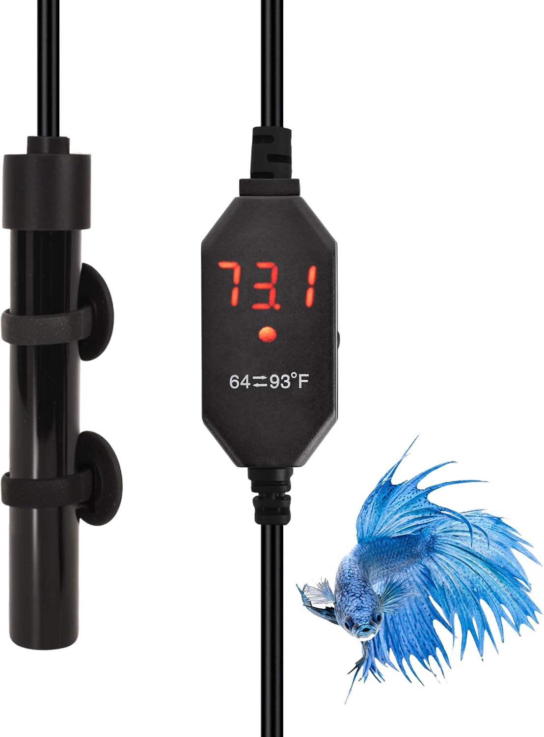 Yofoths Alumina Ceramic Mini Aquarium Heater front view with controller