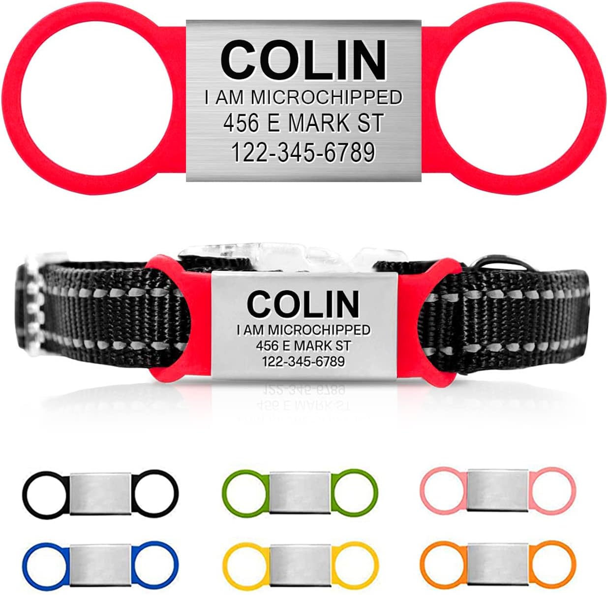 Personalized Dog Tag for Pets - No Noise - Engraved Dog Name Tag - Slide On Cat ID Tags - Custom Collar Tags for Small, Medium, Large Dogs and Cats - Silent Customized Puppy Identification Tags - Image 14