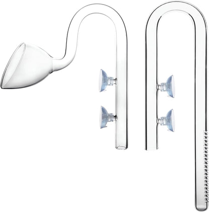 JARDLI glass lily pipe inflow outflow set front view showcasing clear borosilicate glass texture