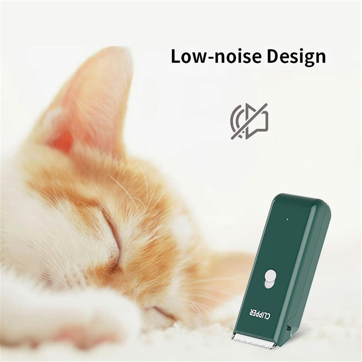 Cordless rechargeable pet grooming tool showing ceramic blade head