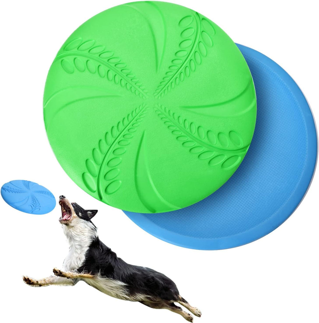 Nobleza dog flying disc 2 pack front view blue and green