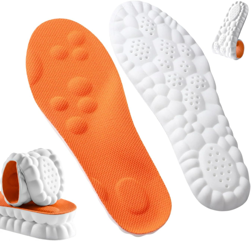 LiteShoe 4D Steppers Insoles front view showing orange memory foam texture.