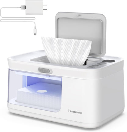 Tenmonth baby wipe warmer front view with LED display