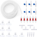 Pewyoke premium aquarium air hose kit front view showing translucent tubing and black accessories.