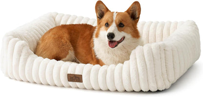 Orthopedic Dog Bed for Small Dogs & Cats - Washable Rectangle Pet Bed with Anti-Slip Bottom, Soft Calming Cat & Puppy Bed for Indoor Pets (25"x21"x6", Cream) - Image 13