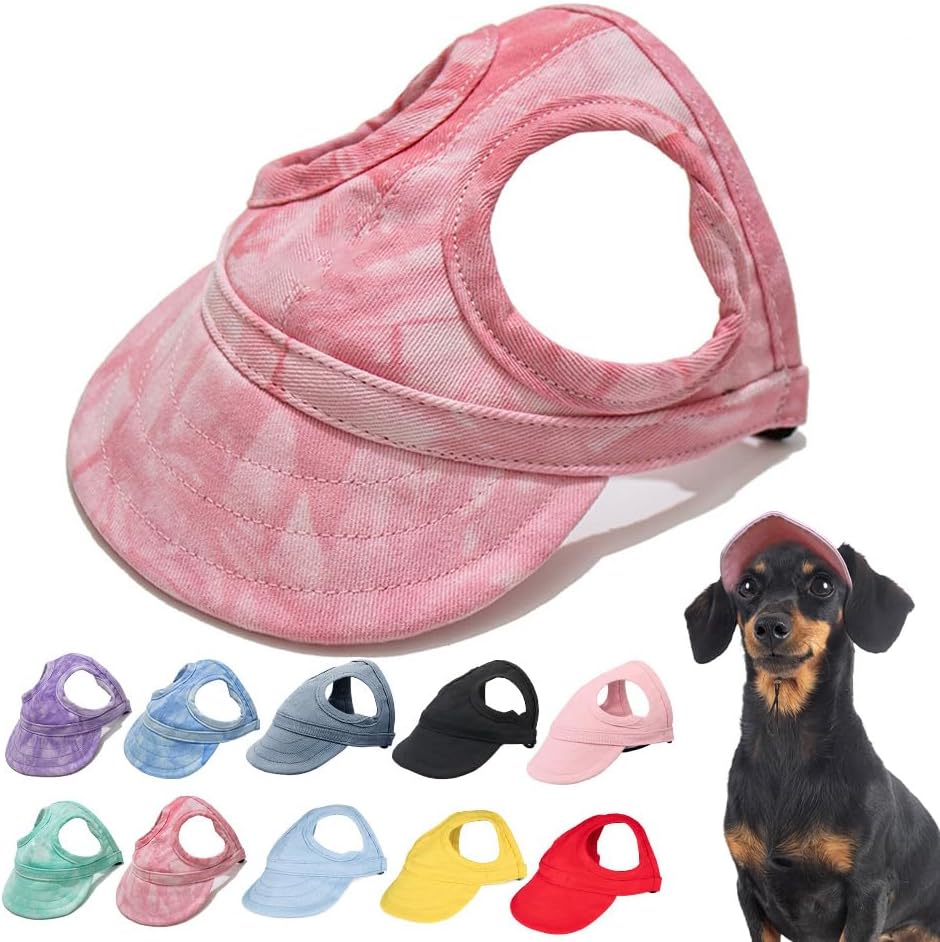 New Canvas Dog Hat - Sun Protection Visor with Ear Holes & Adjustable Neck Strap (Red, S) - Image 10