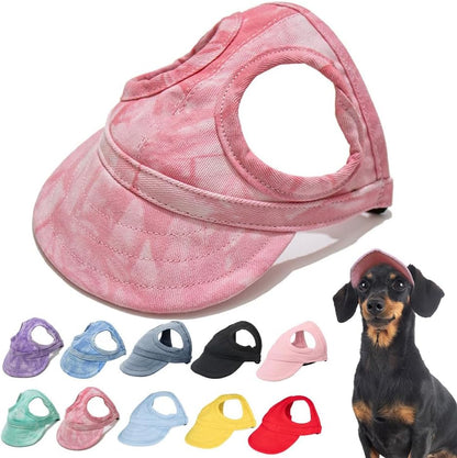 New Canvas Dog Hat - Sun Protection Visor with Ear Holes & Adjustable Neck Strap (Red, S) - Image 10