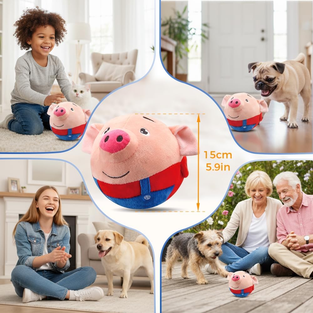 Blue cartoon pig plush toy for active pets