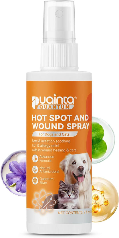 Puainta quantum silver hot spot spray for dogs front view packaging