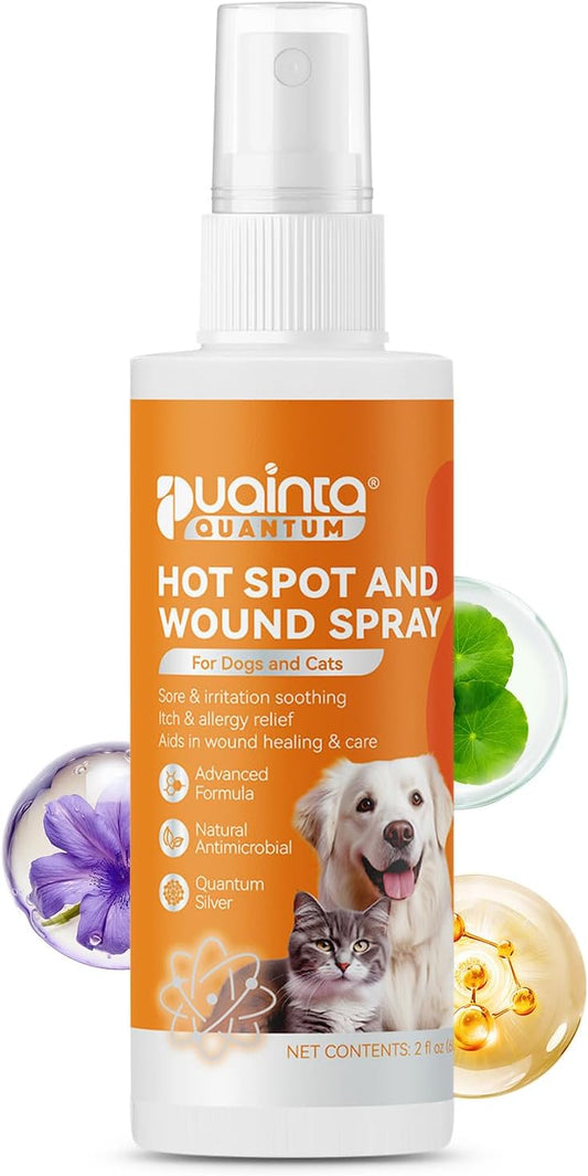 Puainta quantum silver hot spot spray for dogs front view packaging