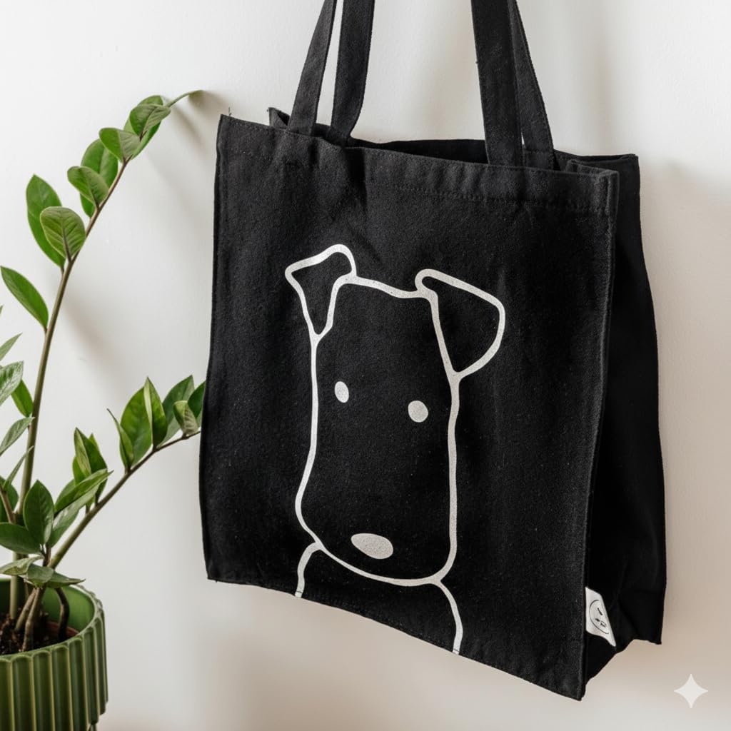 Foldable Park Life Designs black cotton tote bag
