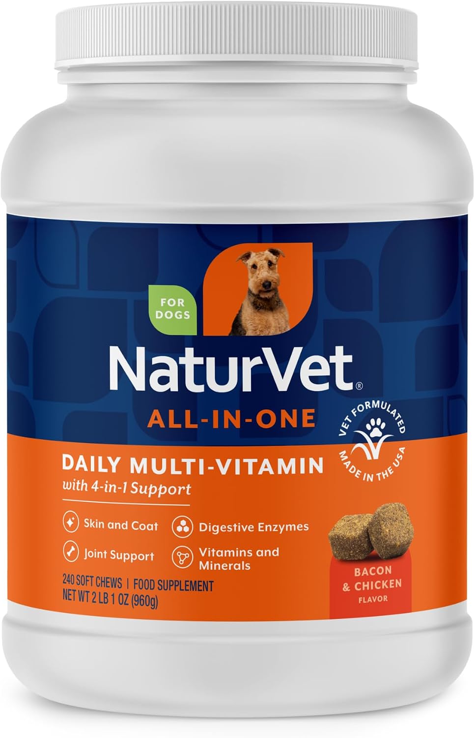 NaturVet All-in-One Dog Supplement - for Joint Support, Digestion, Skin, Coat Care - Dog Multivitamins with Minerals, Omega-3, 6, 9 - Wheat-Free Vitamins for Dogs - 120 Soft Chews - Image 13