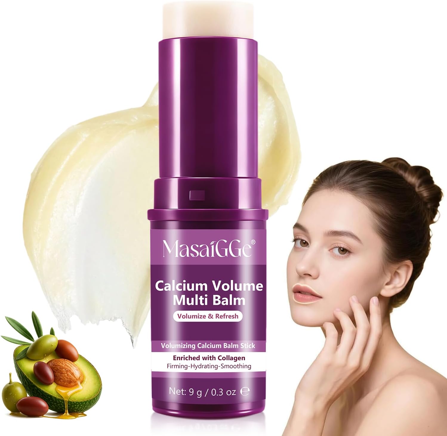 VOFANK Meifenla Calcium Volume Multi Balm Stick front view purple tube for anti wrinkle skincare