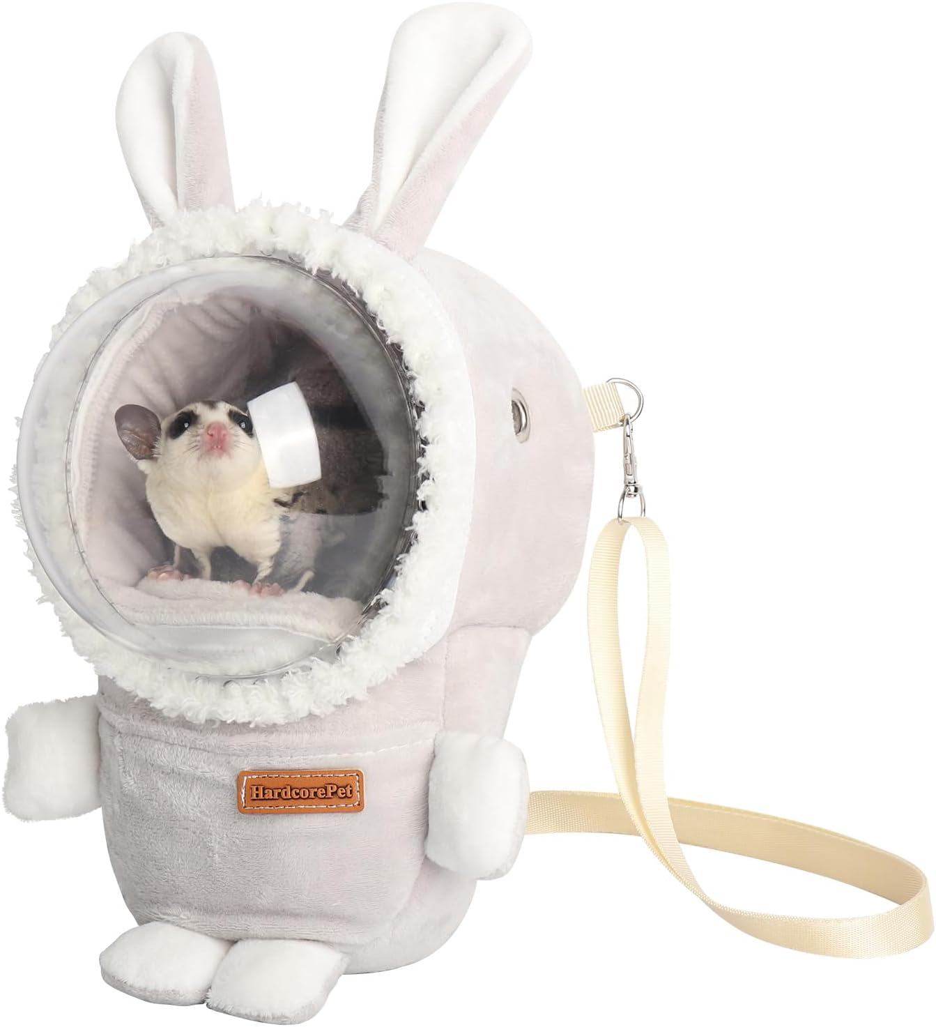 Hamster Carrier Rat Bag Cute Rabbit Shape Small Animal Sugar Glider Travel Pouch Gerbil Hedgehog Portable Travel Carrier Outdoor Hangbag Grey Squirrel Rat Carrier (Grey) - Image 1
