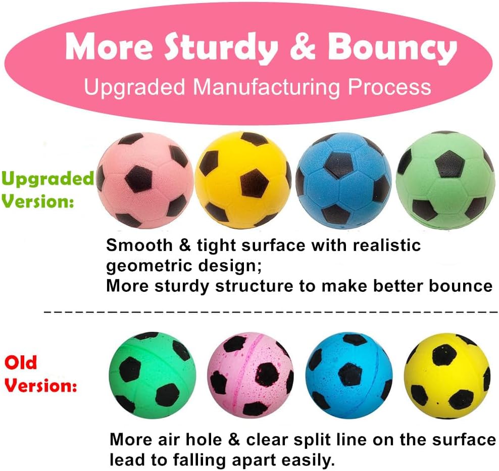 Soft non toxic sponge soccer balls for indoor cat exercise close up view