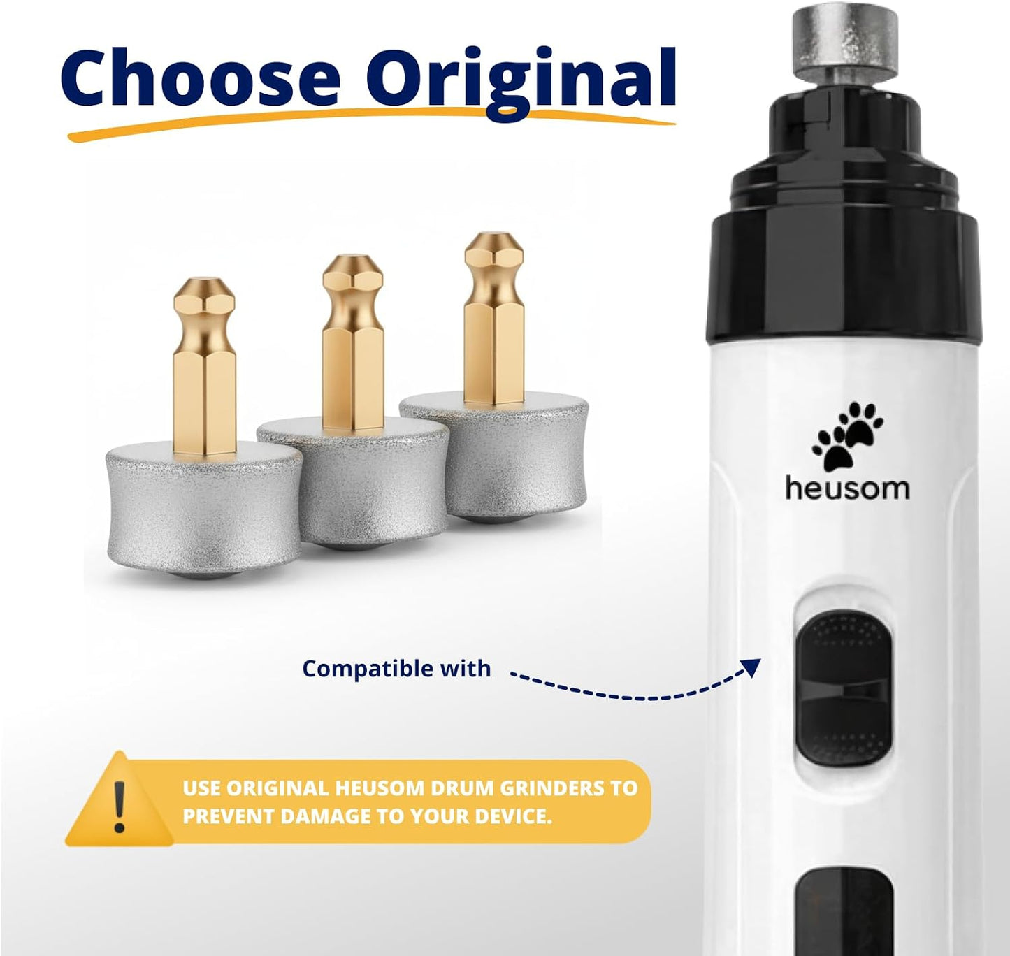 Top view of Heusom pet nail grinder diamond tip accessory