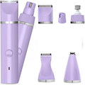 Veeconn four-in-one dog grooming clippers kit front view showing interchangeable trimmer heads and cordless rechargeable pet shaver