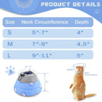 Blue pattern soft Elizabethan collar showing the lightweight and breathable material.