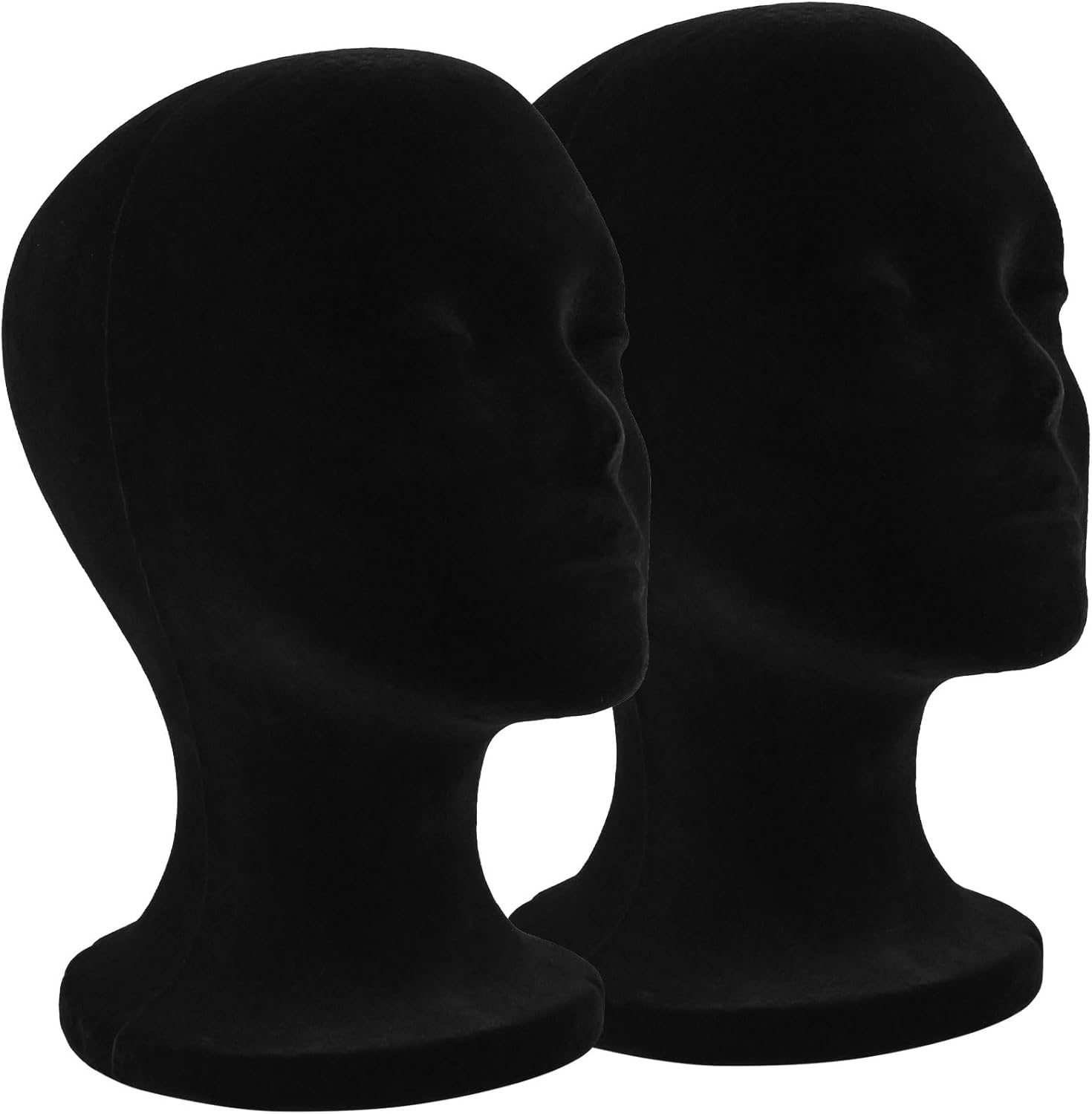 FJIAYU 2 pack black styrofoam mannequin head front view for wig display