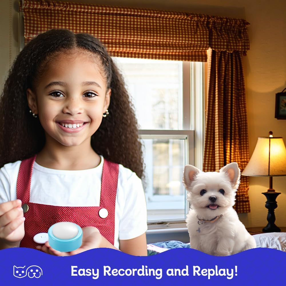Two pack starter kit of voice recording buttons for pet communication.