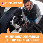 Close up of the universal buckle on the Active Pets seat belt