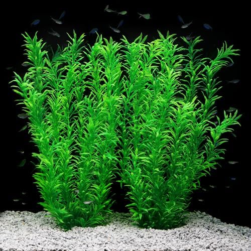 JIHAQUA tall artificial fish tank decorations showing the heavy quartz ceramic base anchor.