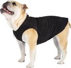 Imported USA made warm dog clothes flat lay view.