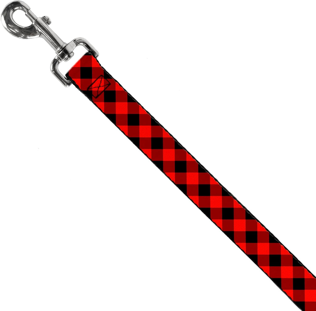Close up of the black and red buffalo plaid fabric design