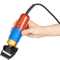 CJ Farms electric sheep shears front view on grooming table.