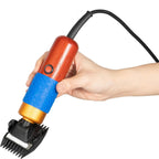 CJ Farms electric sheep shears front view on grooming table.