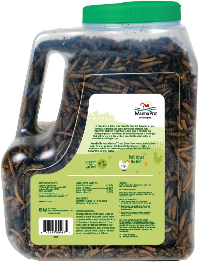 Manna Pro poultry insect blend containing mealworms and black soldier fly larvae