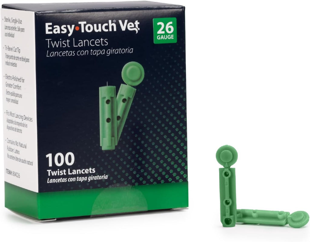 Side view of pet glucose monitoring lancing accessory for ear and paw testing.