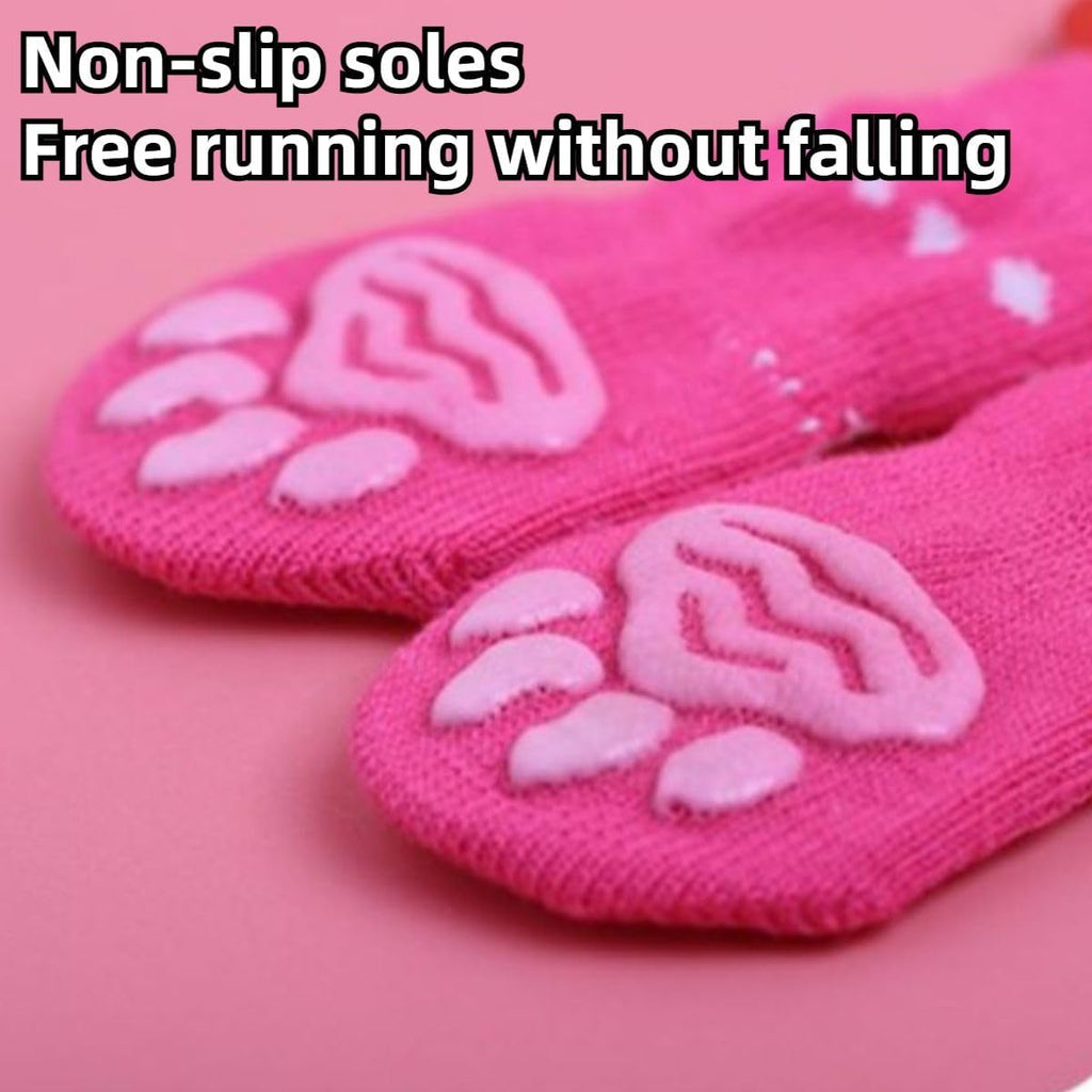 Anti-Slip Rabbit Socks Set of 8 - Pet Paw Protectors Bunny Socks for Indoor Hardwood Floor (L) - Image 9