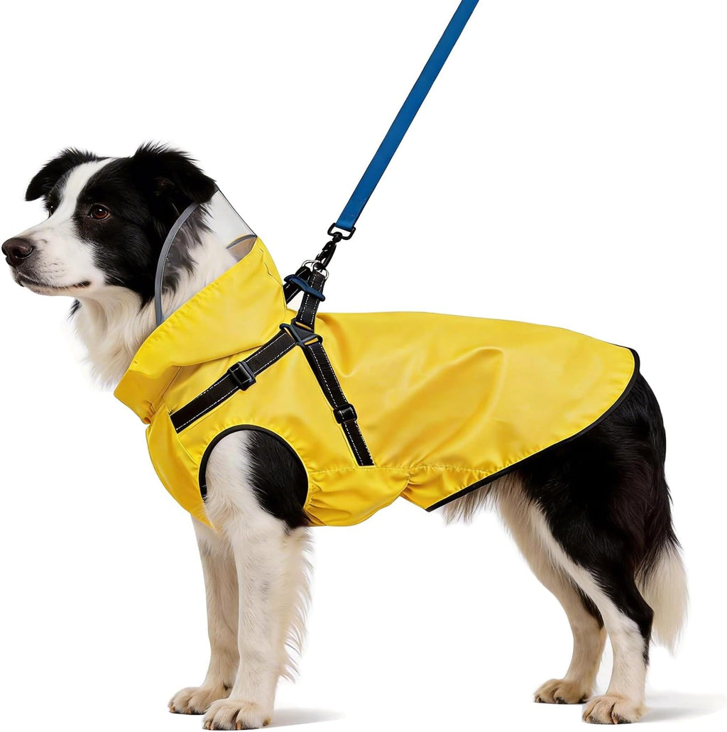 Dog Raincoat: Dog Rain Jacket with Reflective Harness & Removable Hood | Waterproof Dogs Rain Coat Poncho for Large Medium Small Dogs Puppies (Yellow - M) - Image 10