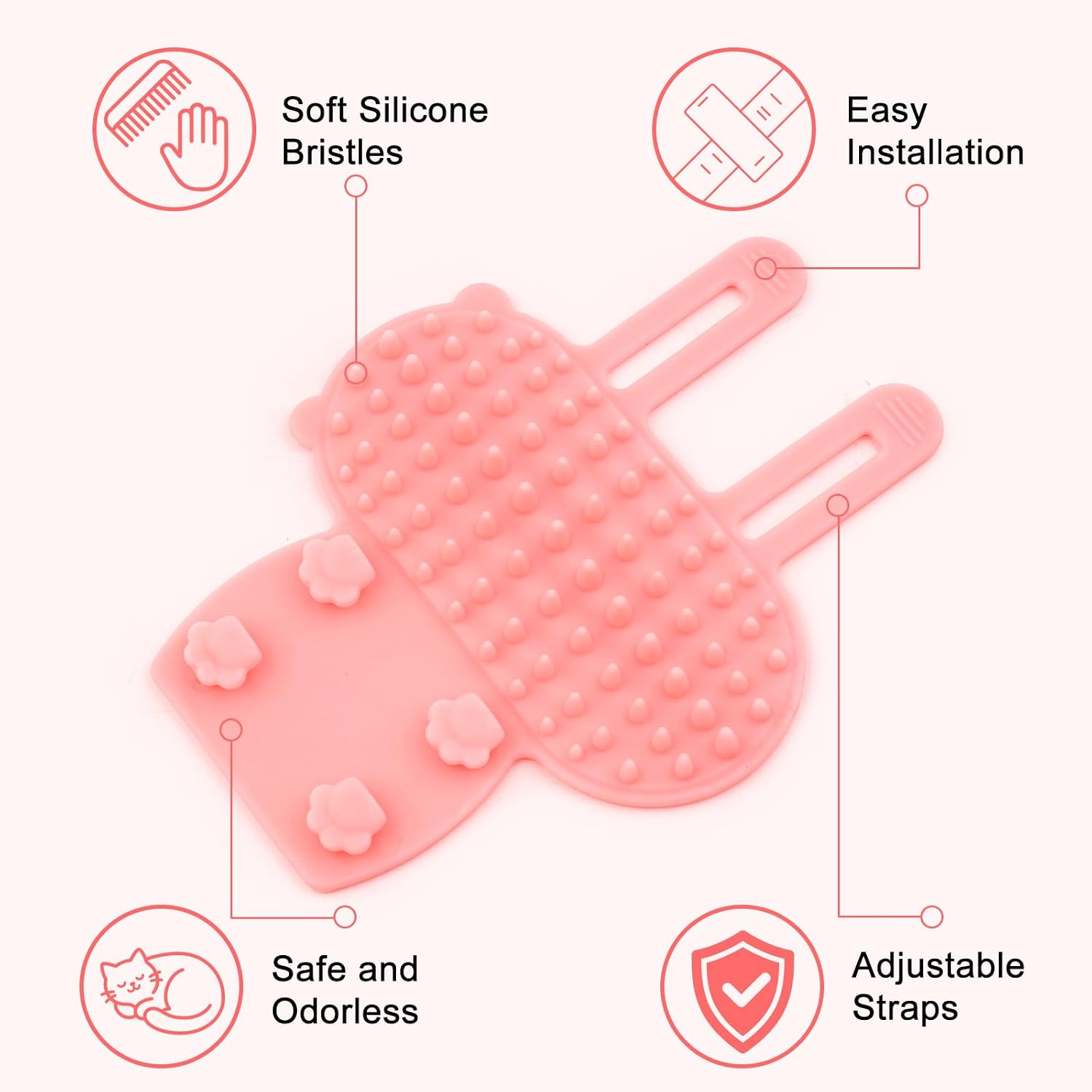Soft silicone bristles of the Cyeelves pet grooming tool